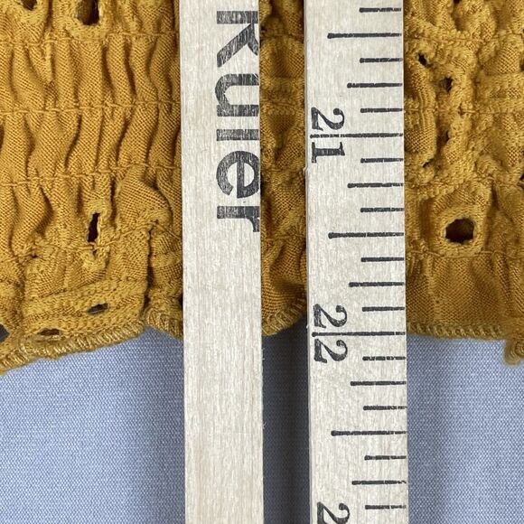 Lark and Grey Eyelet Blouse/Top Women's XL Yellow Cottage Fairy Modern Boho - Picture 9 of 13